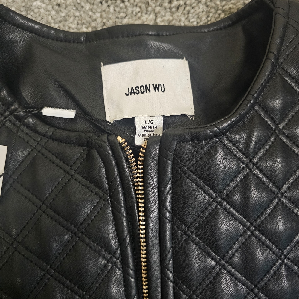 Nwt- Jason Wu Black Quilted Leather Jacket - Picture 5 of 6
